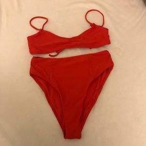 Red high waisted bikini set from Topshop